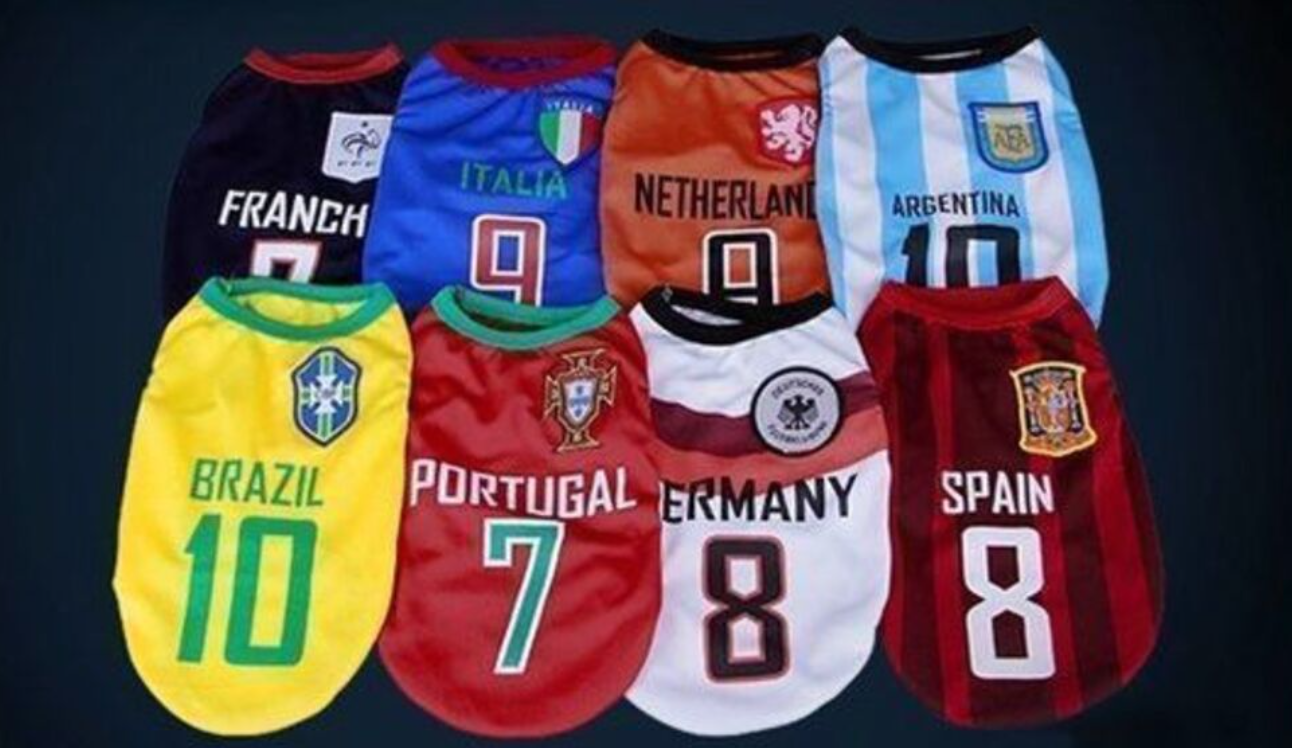 Nations Soccer Jersey Coat for Pet Dogs Nations Soccer Jersey Coat for Pet Dogs