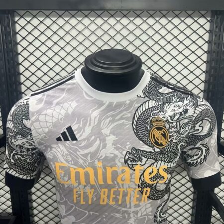 Real Madrid 27 Real Madrid 2024/25 White Gold & Black Dragon Jersey