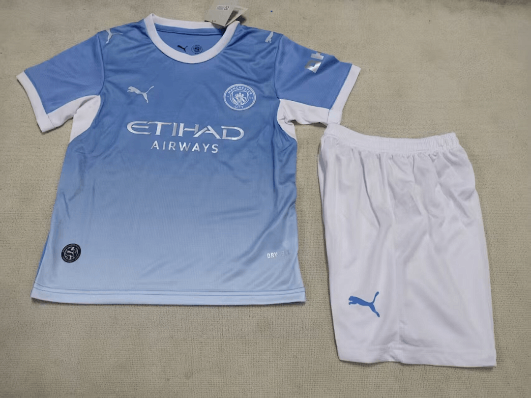 Manchester City 202627 Home Jersey Kids Kit - Front