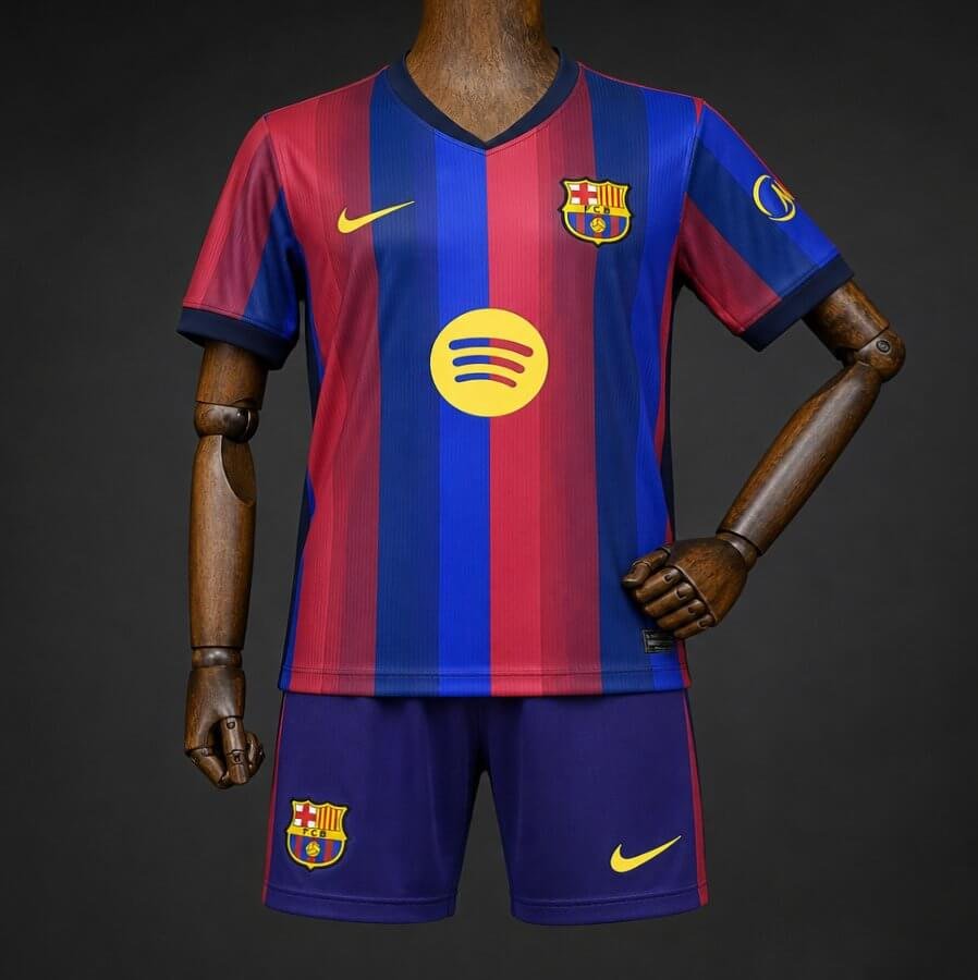 Barcelona 202627 Home Jersey Kids Kit Front Barcelona 202627 Home Jersey Kids Kit Front
